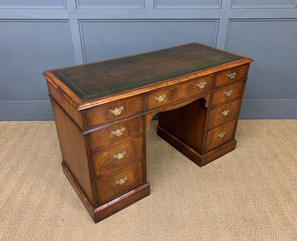 Edwardian Burr Walnut Pedestal Desk View III