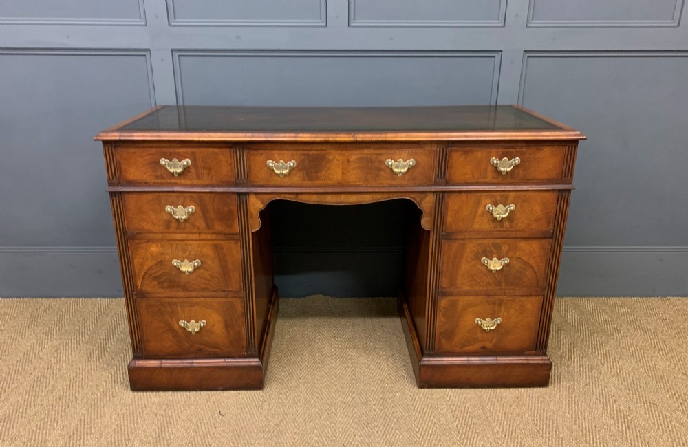 Edwardian Burr Walnut Pedestal Desk View VI