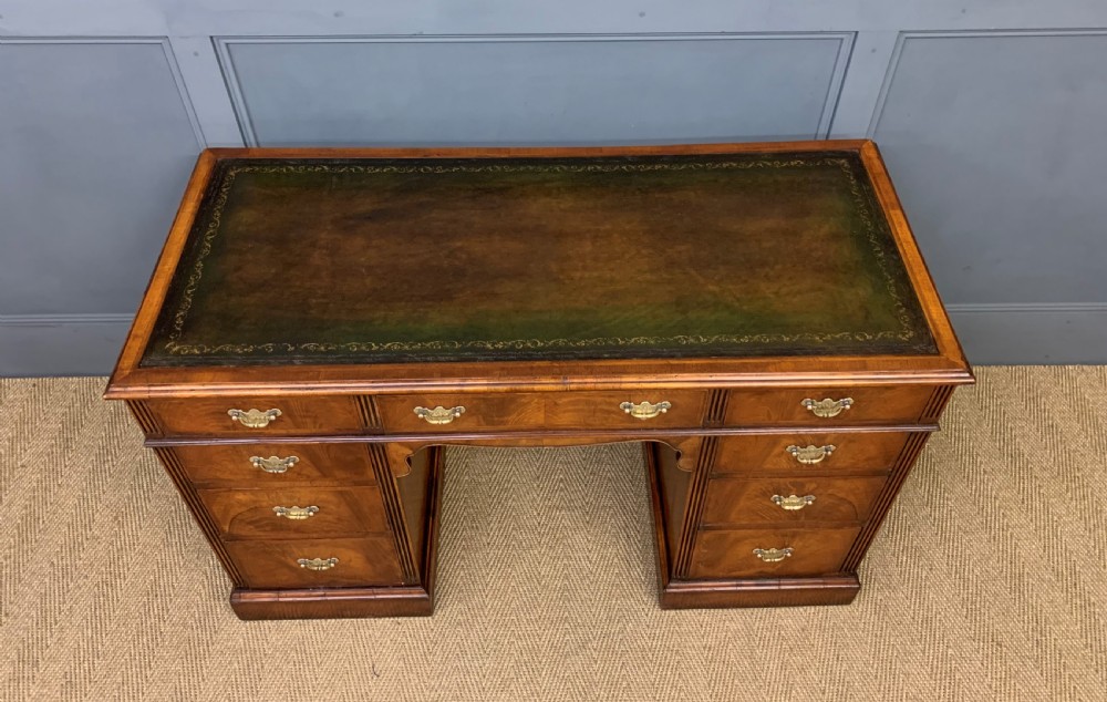 Edwardian Burr Walnut Pedestal Desk View VII