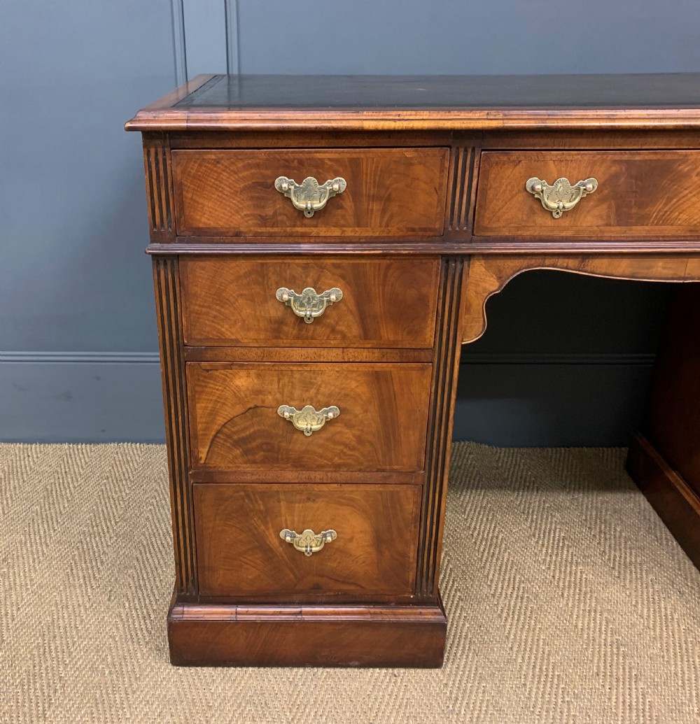 Edwardian Burr Walnut Pedestal Desk View VIII