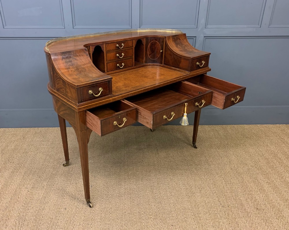 Maple and Co. Inlaid Mahogany Carlton House Desk View XVI