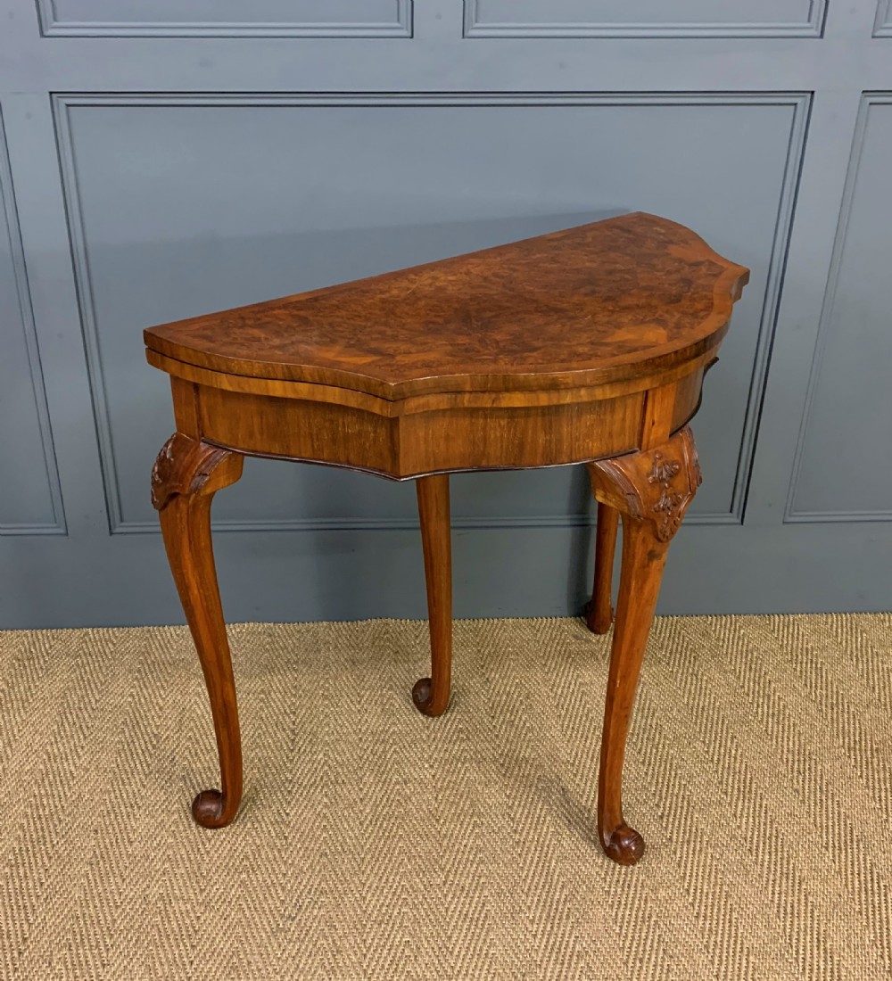 Queen Anne Style Burr Walnut Card Table