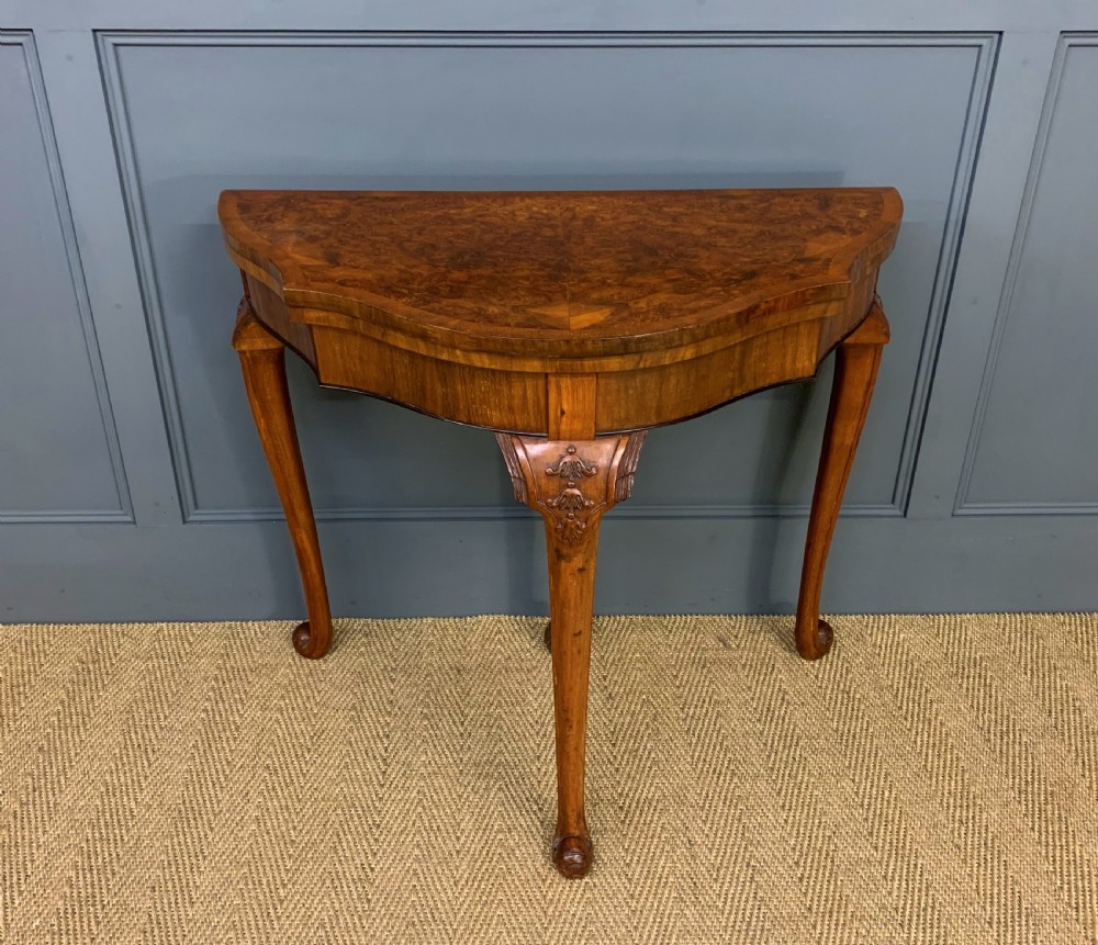 Queen Anne Style Burr Walnut Card Table View II