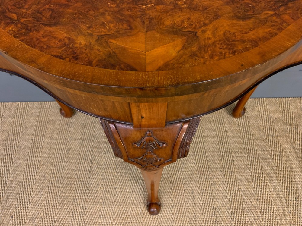 Queen Anne Style Burr Walnut Card Table View IV