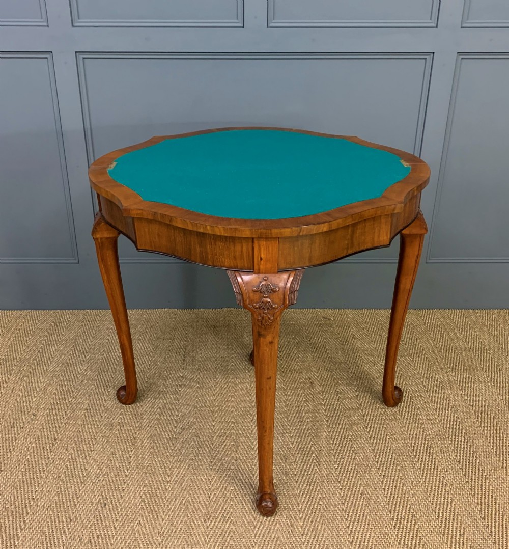 Queen Anne Style Burr Walnut Card Table View X