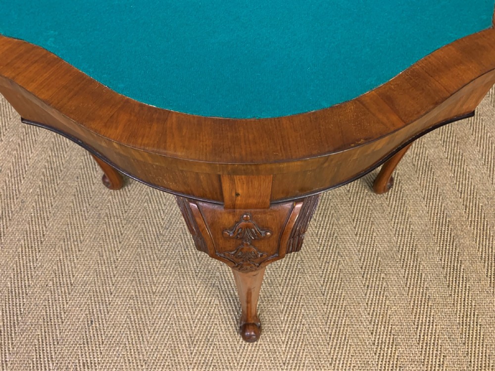 Queen Anne Style Burr Walnut Card Table View XII
