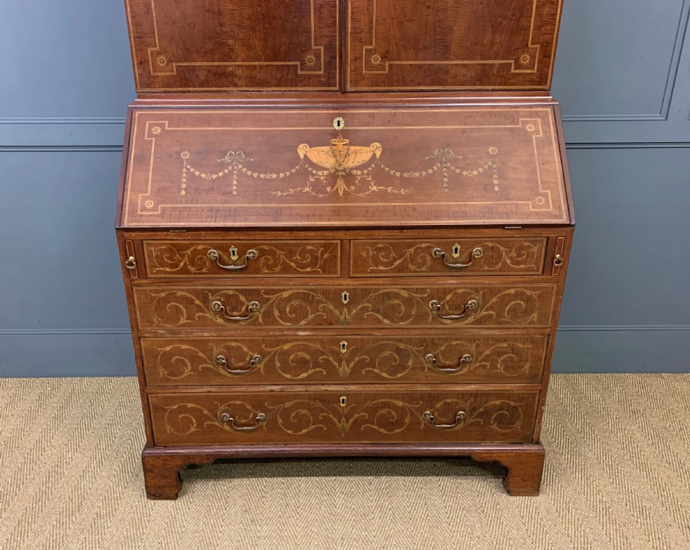 Georgian Inlaid Mahogany Bureau Bookcase View III