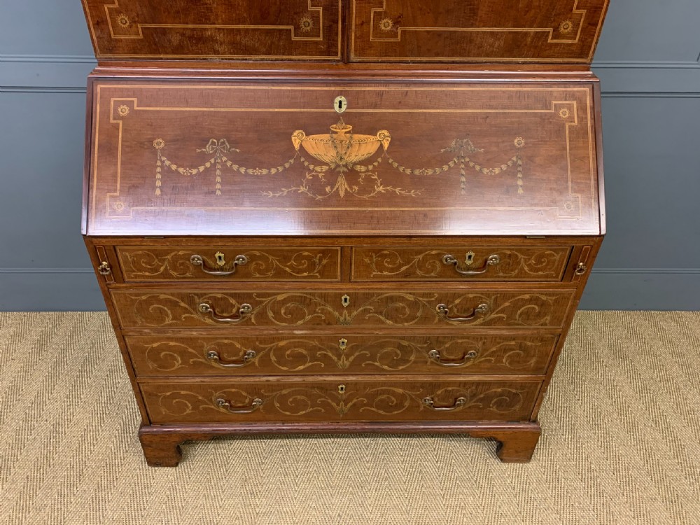 Georgian Inlaid Mahogany Bureau Bookcase View IV