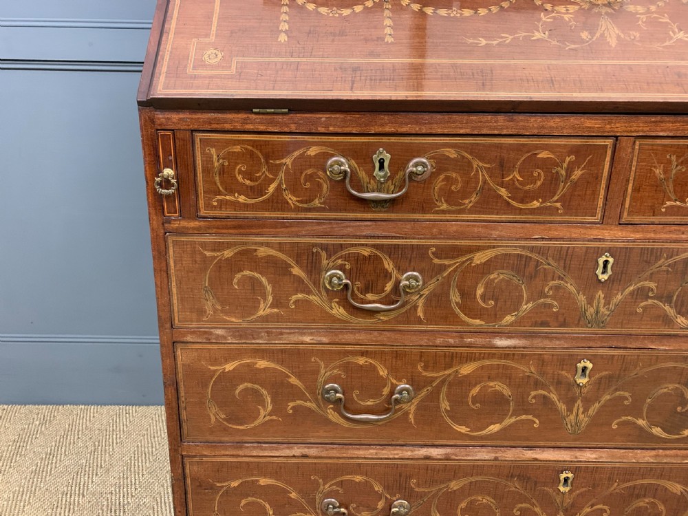 Georgian Inlaid Mahogany Bureau Bookcase View VII