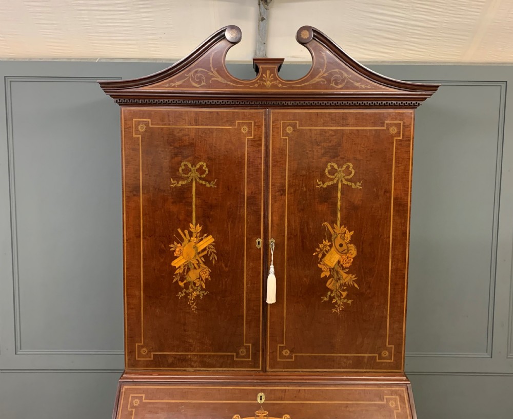 Georgian Inlaid Mahogany Bureau Bookcase View IX