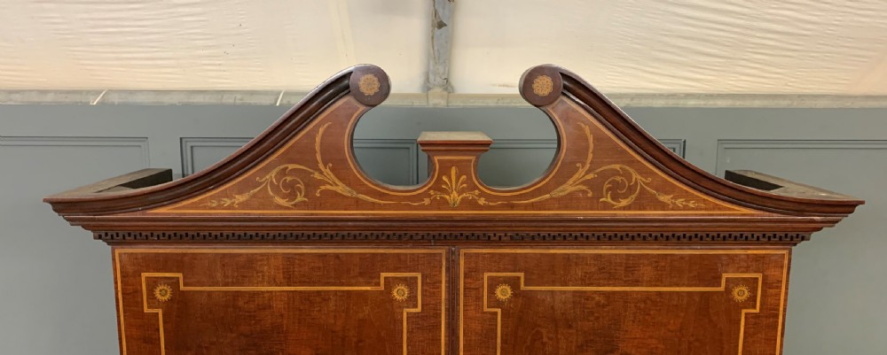 Georgian Inlaid Mahogany Bureau Bookcase View X
