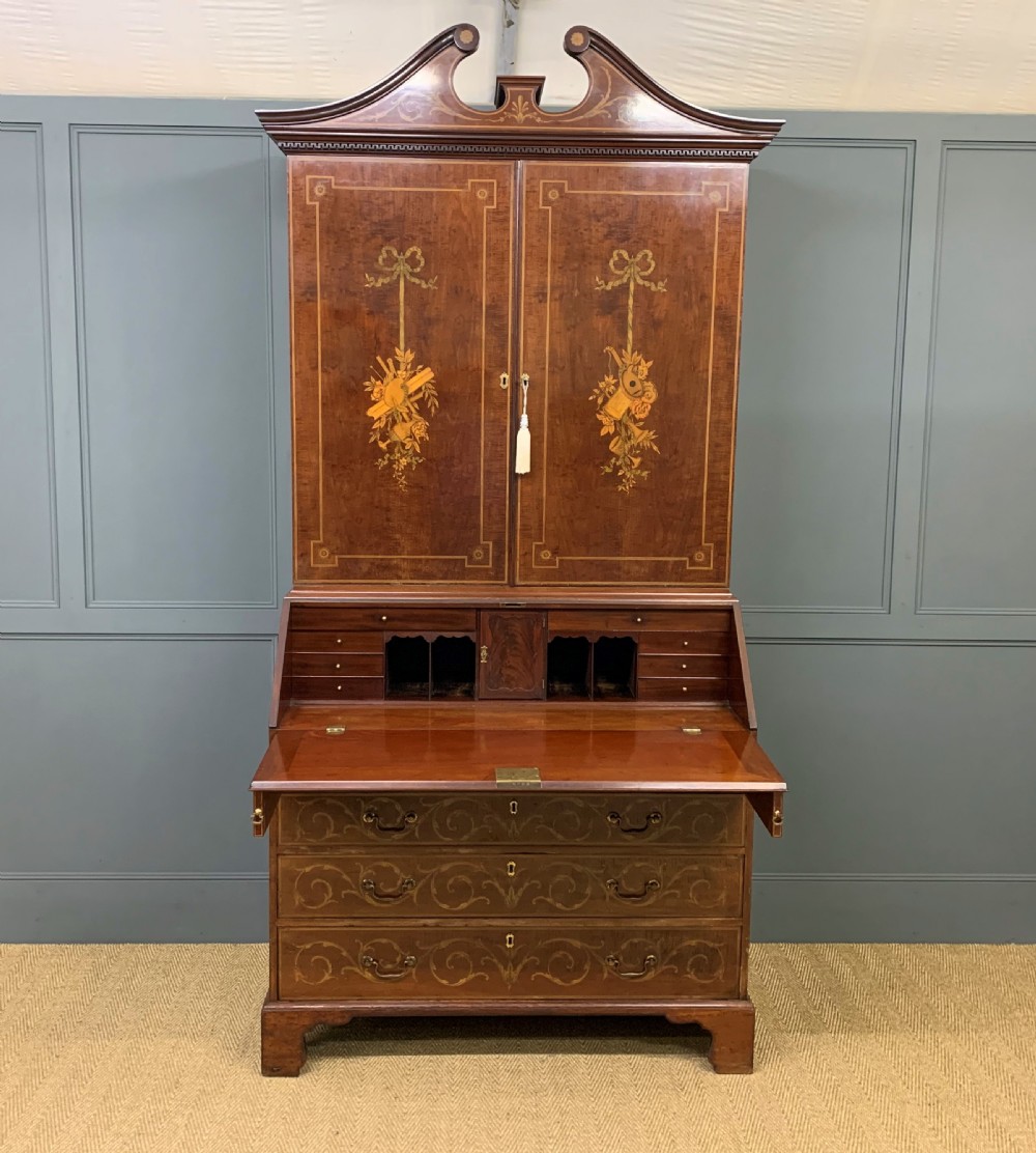 Georgian Inlaid Mahogany Bureau Bookcase View XVII