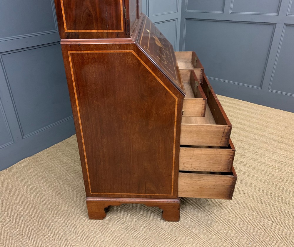 Georgian Inlaid Mahogany Bureau Bookcase View XXV