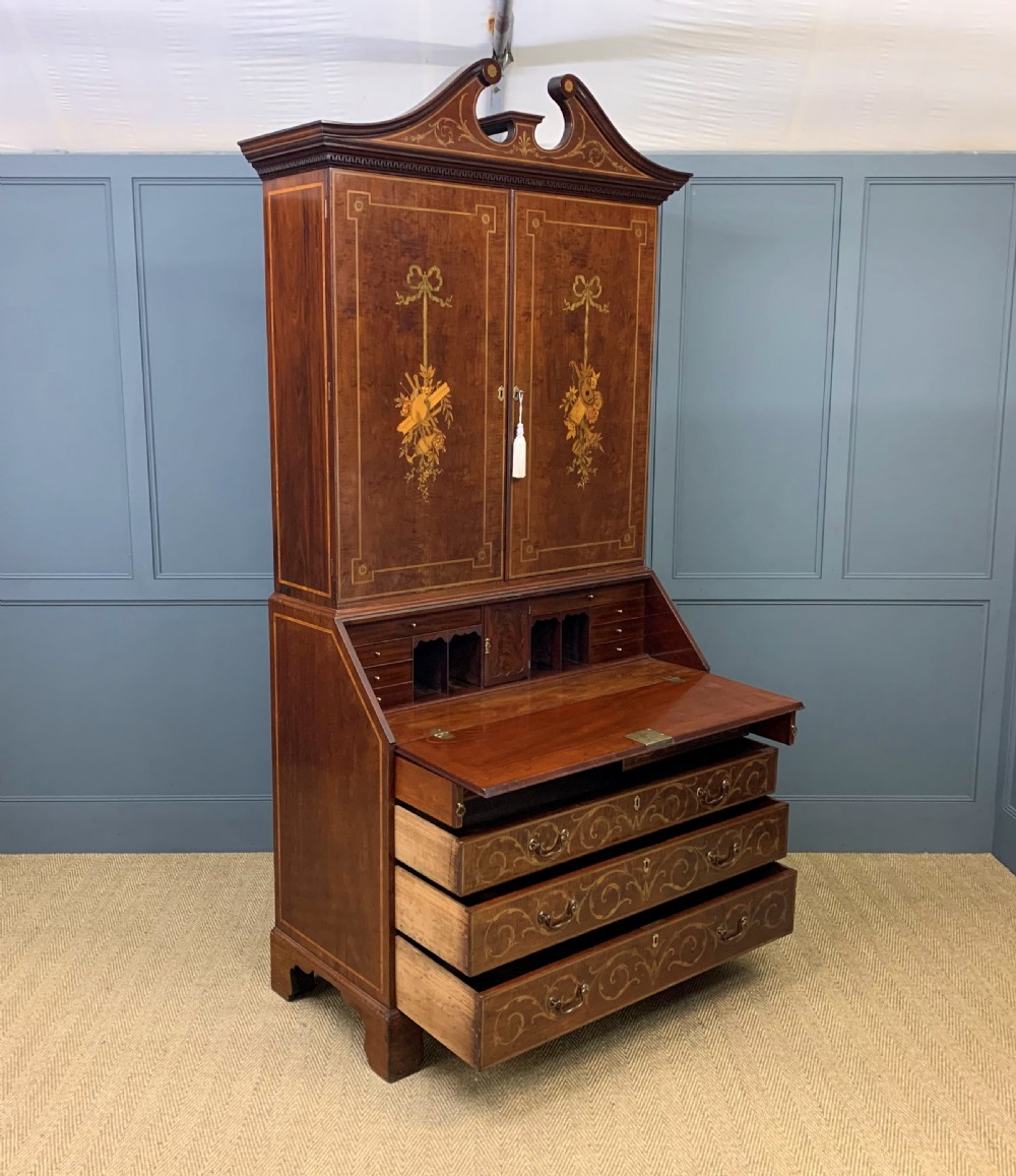 Georgian Inlaid Mahogany Bureau Bookcase View XXVI