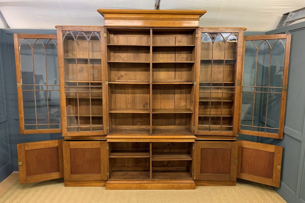 Large Victorian Golden Oak Country House Bookcase  View II