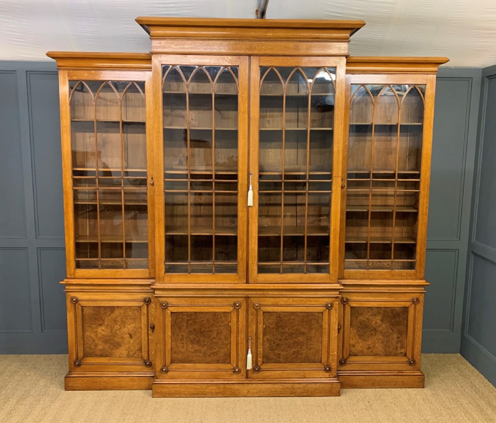 Large Victorian Golden Oak Country House Bookcase  View IV