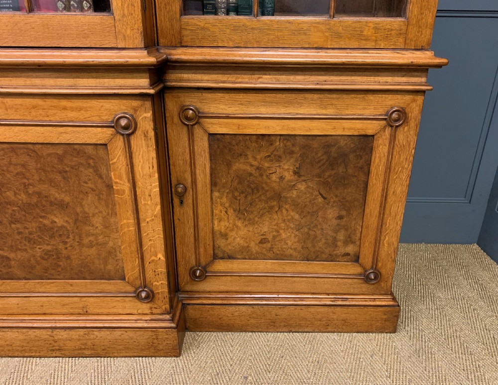 Large Victorian Golden Oak Country House Bookcase  View V