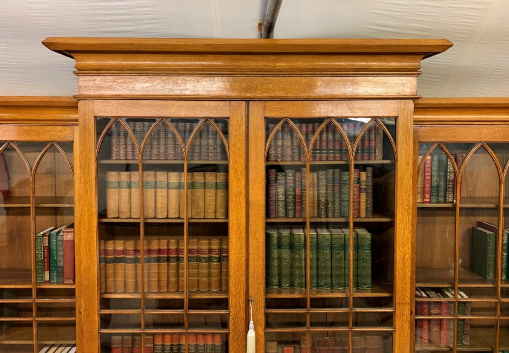 Large Victorian Golden Oak Country House Bookcase  View IX