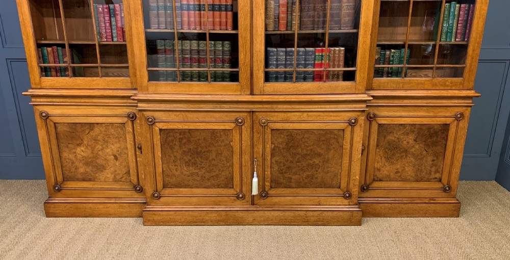 Large Victorian Golden Oak Country House Bookcase  View X