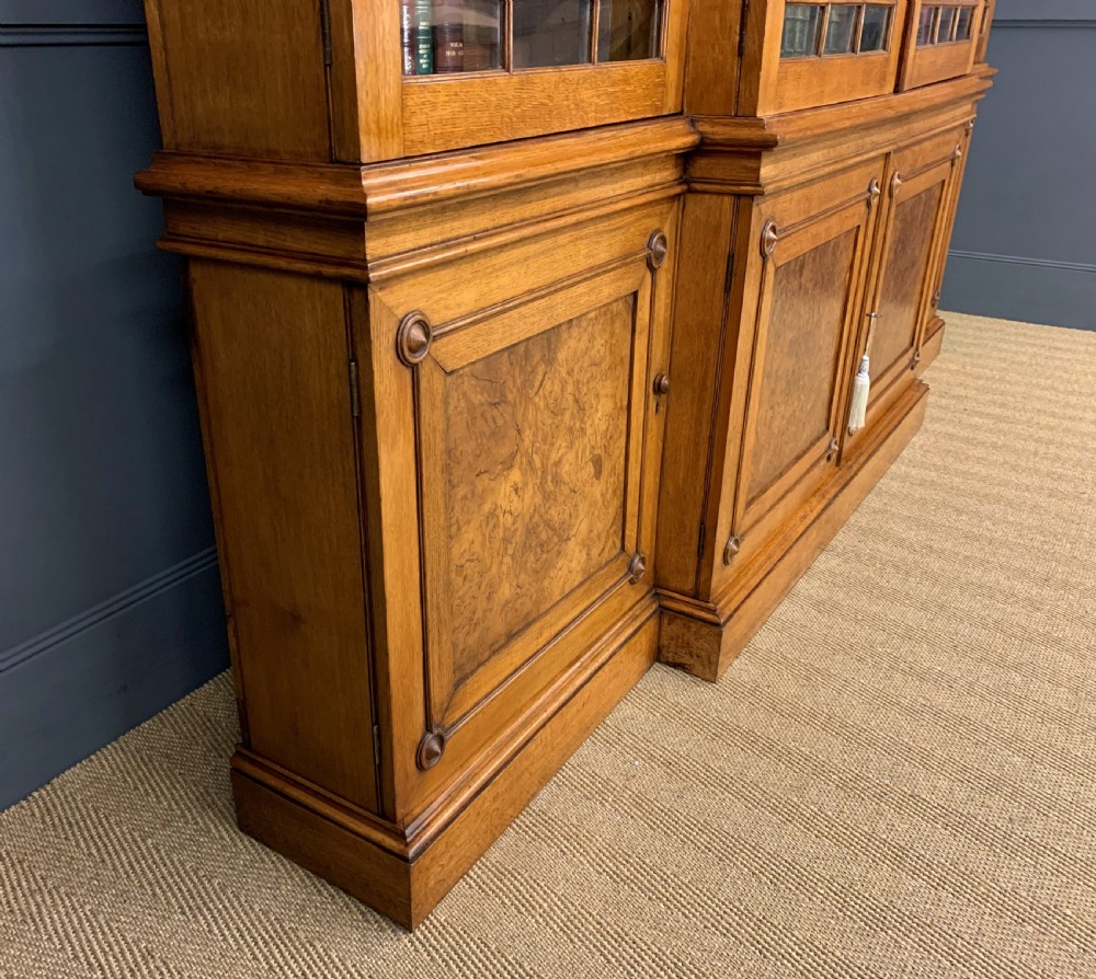 Large Victorian Golden Oak Country House Bookcase  View XII