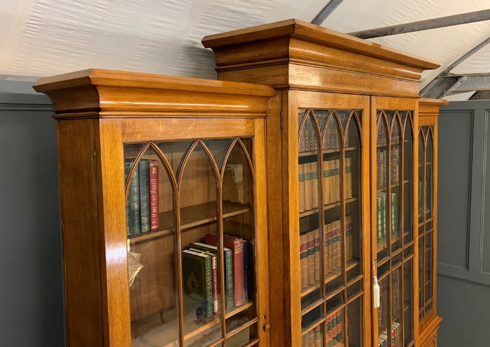 Large Victorian Golden Oak Country House Bookcase  View XIII