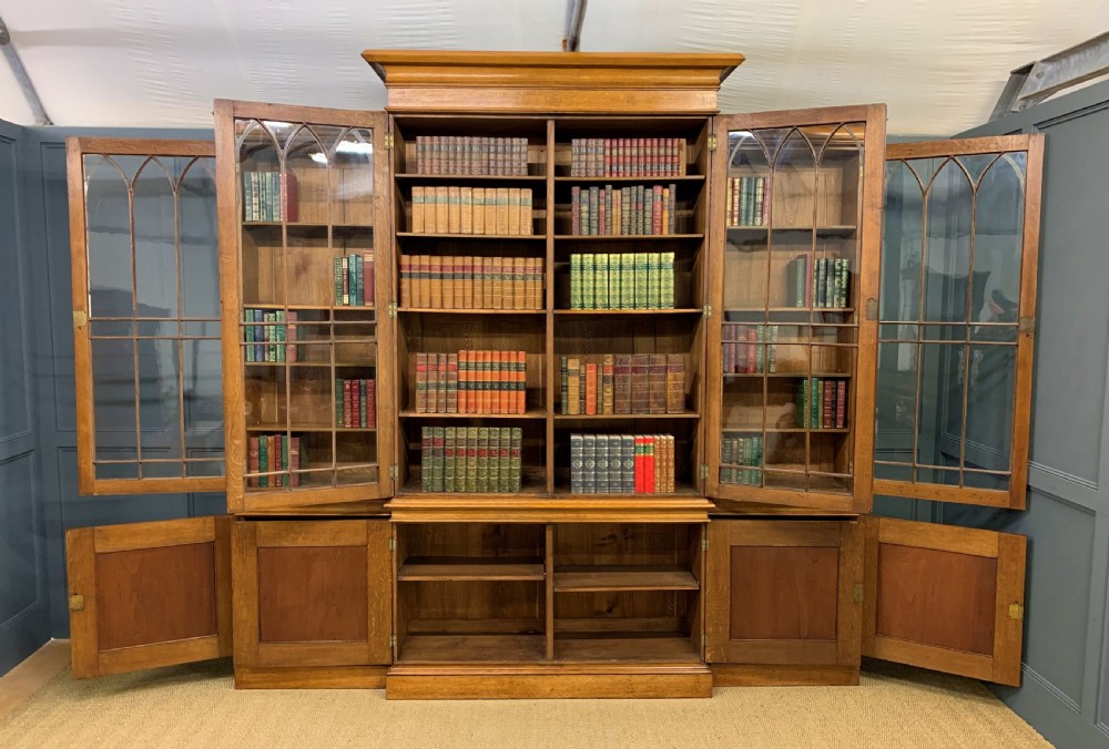 Large Victorian Golden Oak Country House Bookcase  View XIV