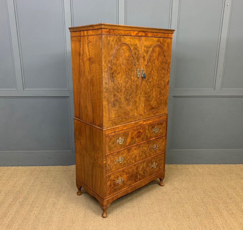 Burr Walnut Linen Press