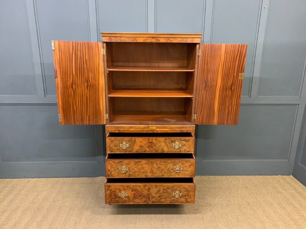 Burr Walnut Linen Press View XI