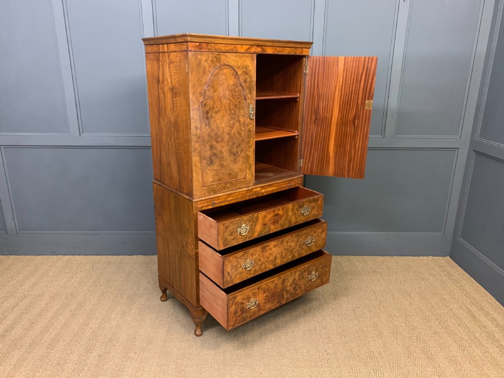 Burr Walnut Linen Press View XVI