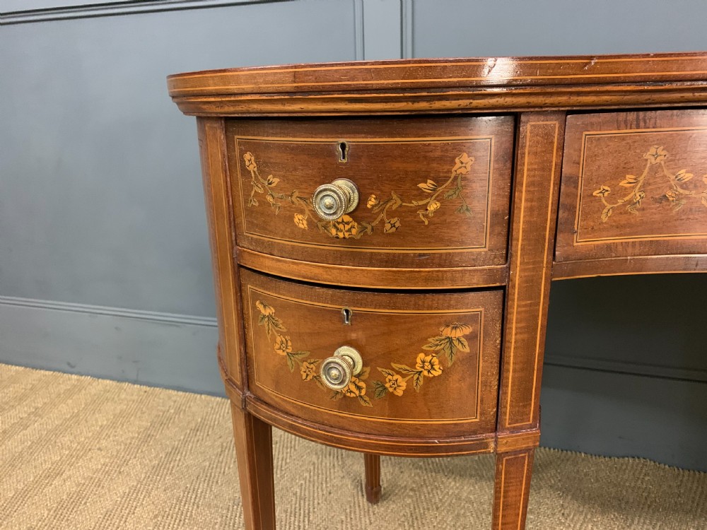 Inlaid Mahogany Kidney Shaped Desk by Jas Shoolbred View IV