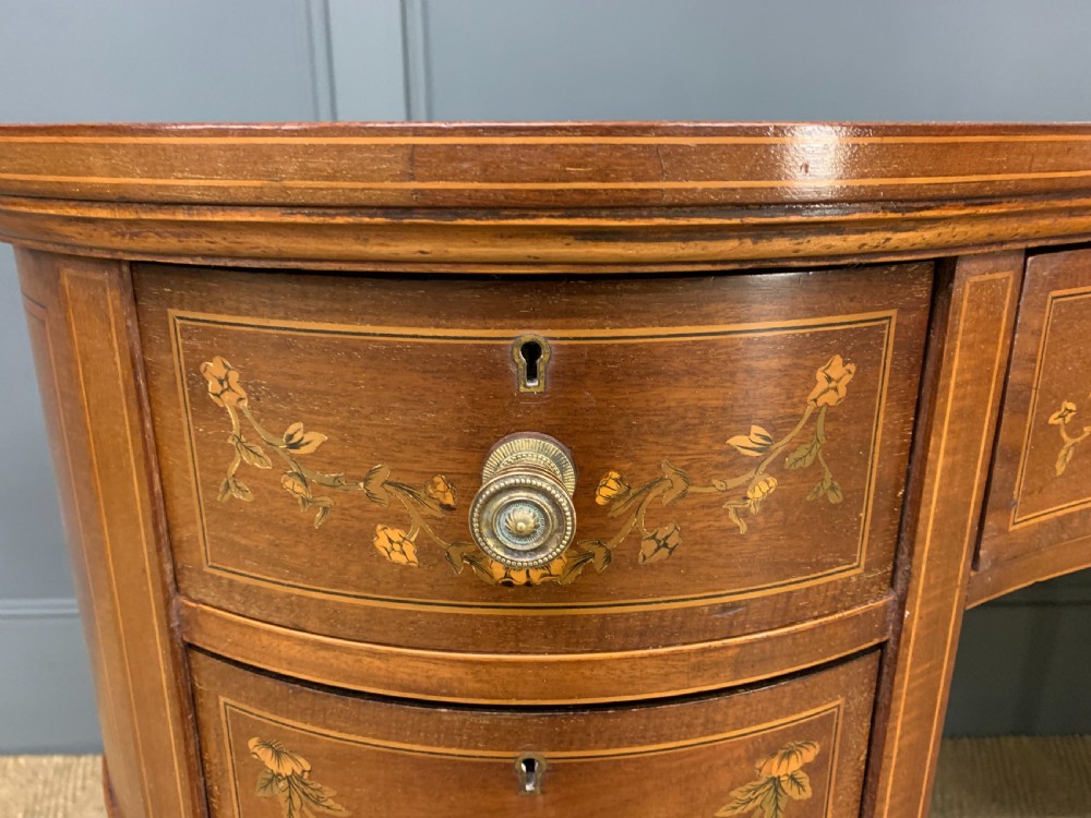 Inlaid Mahogany Kidney Shaped Desk by Jas Shoolbred View V