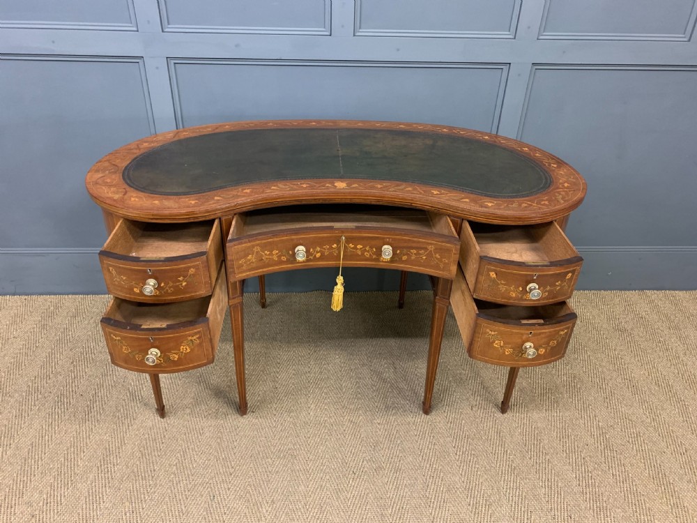 Inlaid Mahogany Kidney Shaped Desk by Jas Shoolbred View VIII