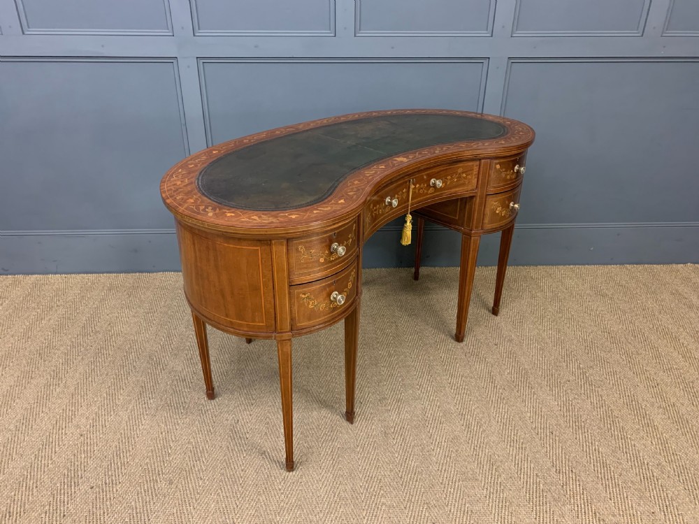 Inlaid Mahogany Kidney Shaped Desk by Jas Shoolbred View X
