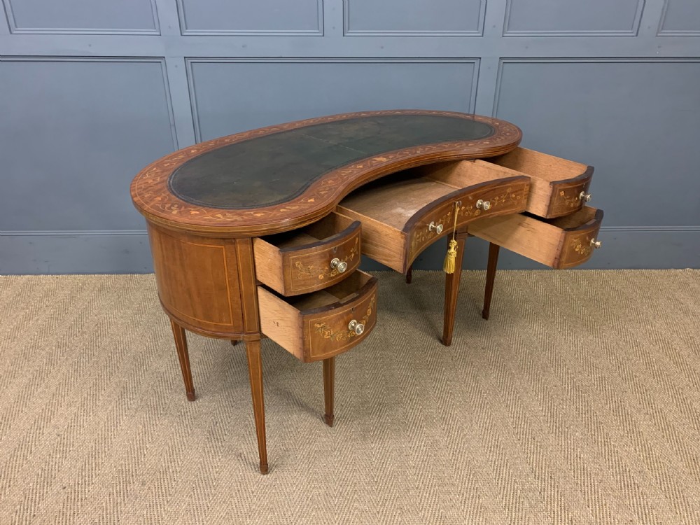 Inlaid Mahogany Kidney Shaped Desk by Jas Shoolbred View XIV
