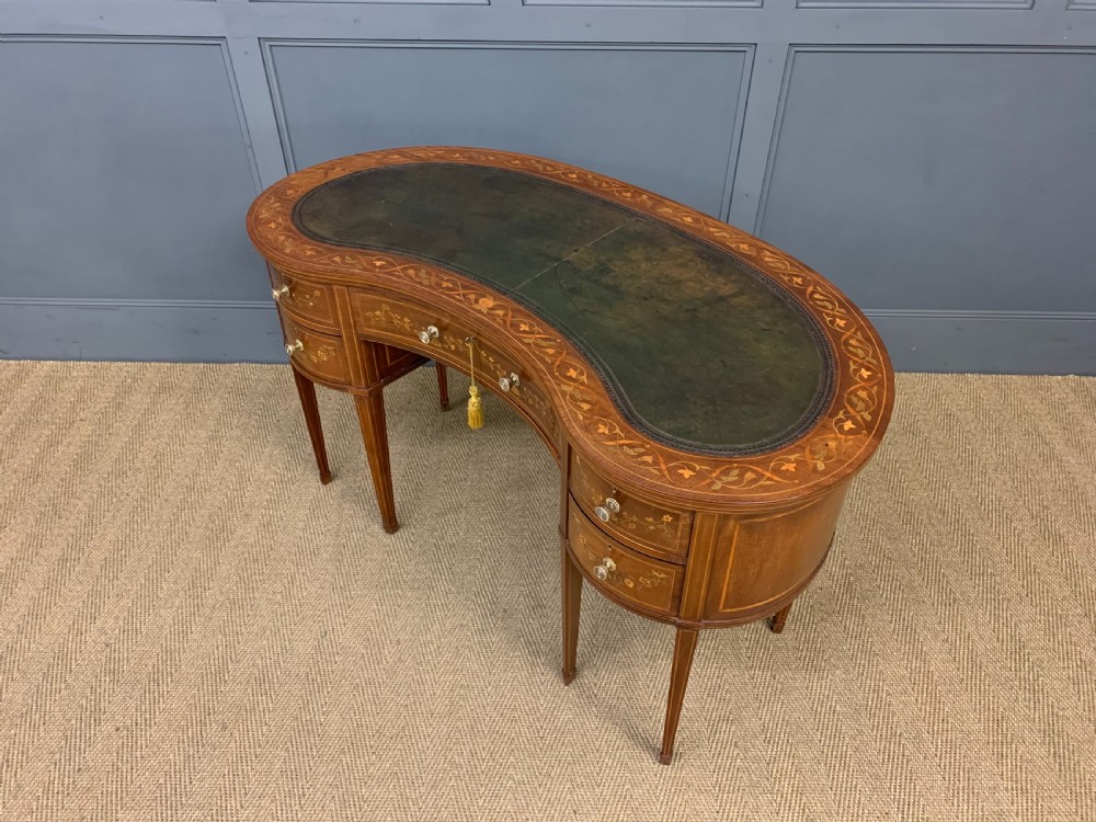Inlaid Mahogany Kidney Shaped Desk by Jas Shoolbred View XV