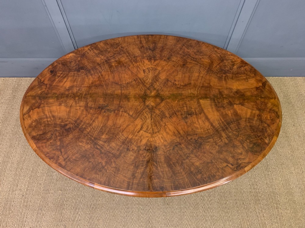Victorian Oval Burr Walnut Coffee Table View III