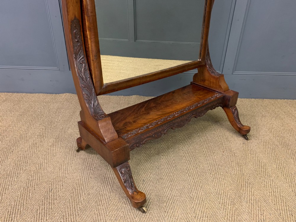 Victorian Carved Mahogany Cheval Mirror View VII