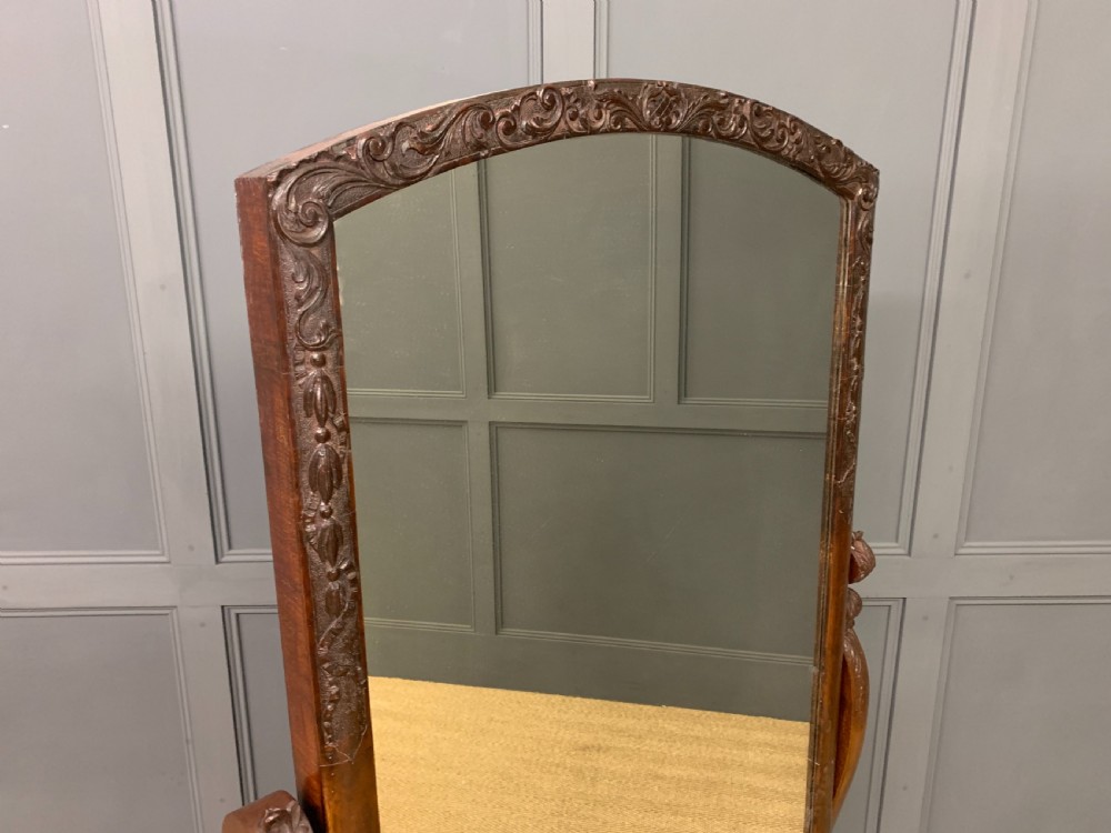 Victorian Carved Mahogany Cheval Mirror View IX