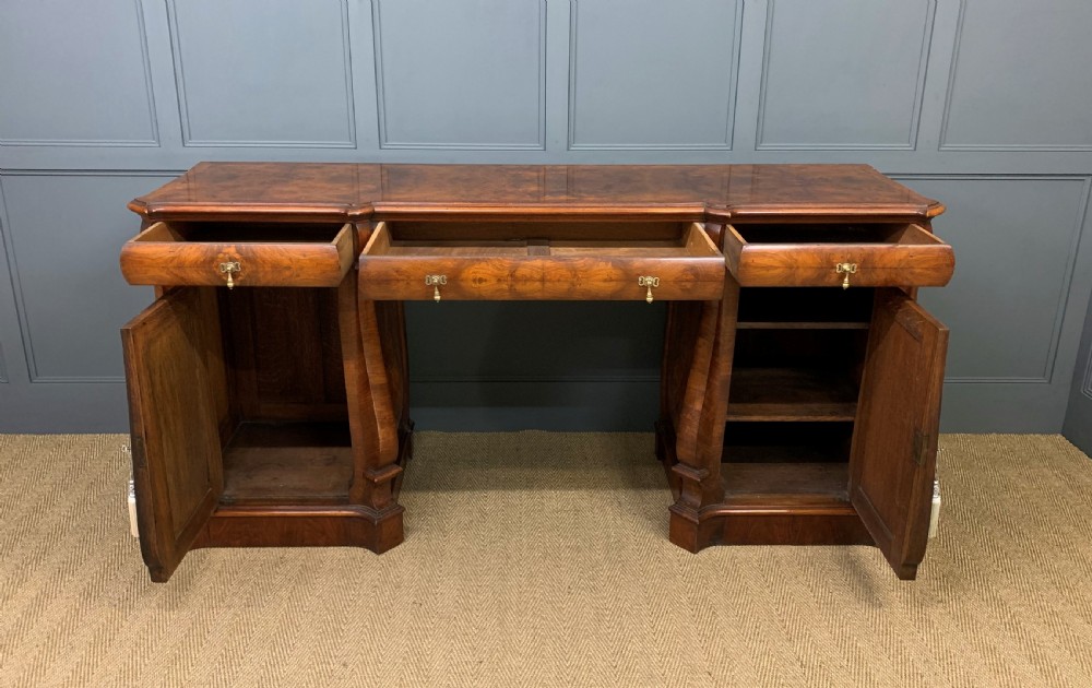 Large Burr Walnut Pedestal Sideboard View XII