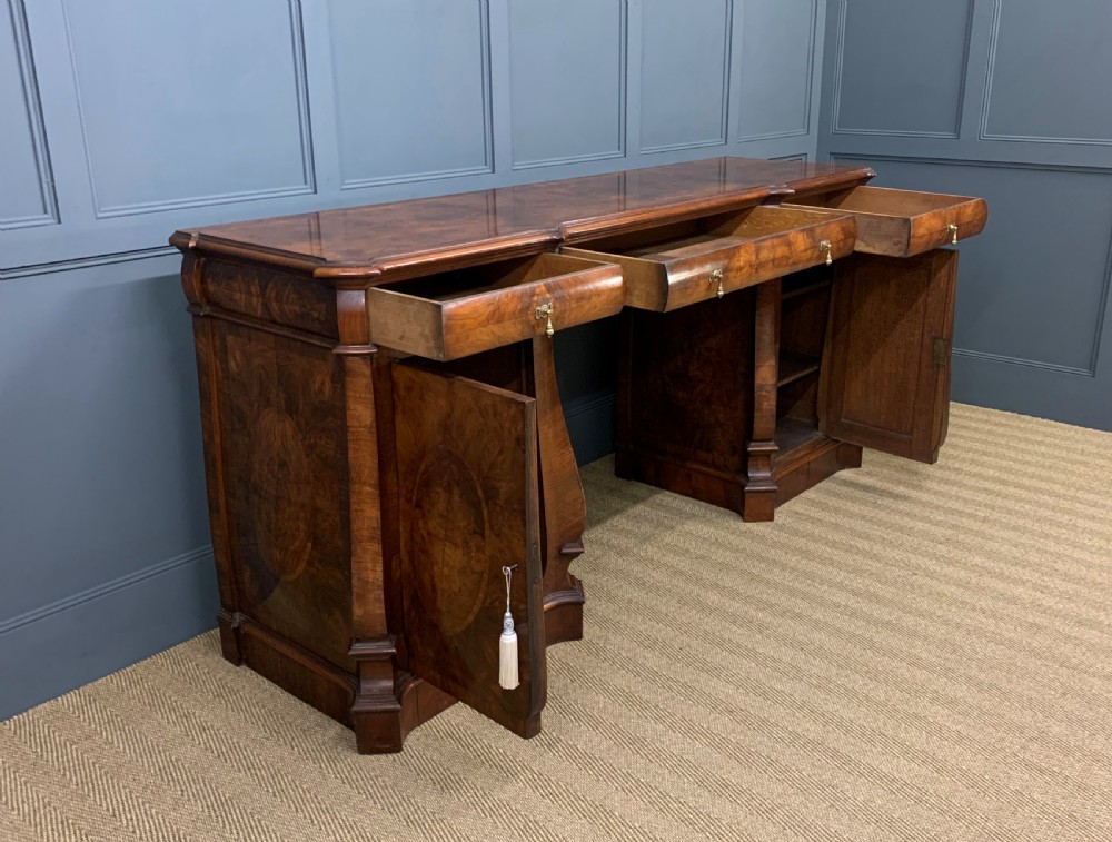 Large Burr Walnut Pedestal Sideboard View XIII