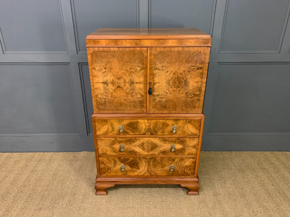 Burr Walnut Linen Press