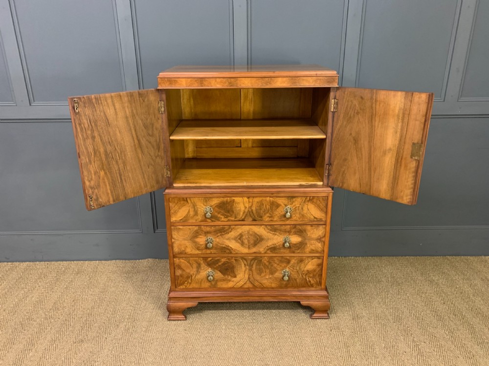 Burr Walnut Linen Press View V