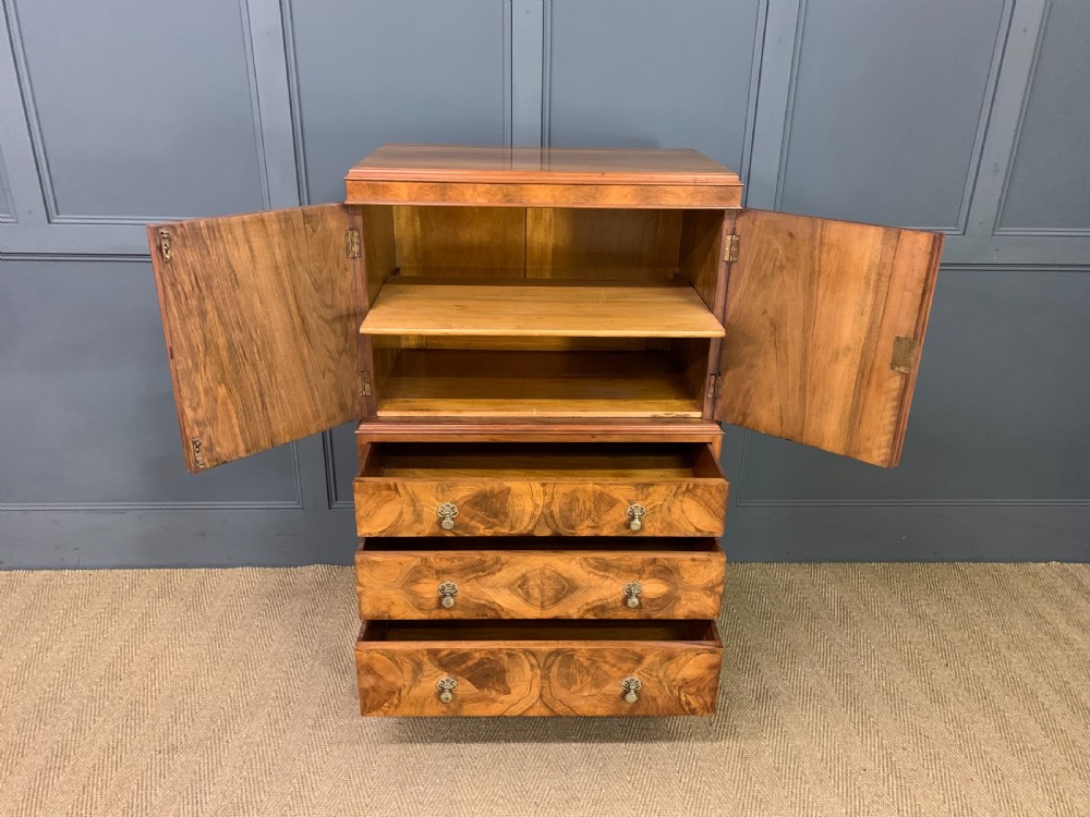 Burr Walnut Linen Press View VI
