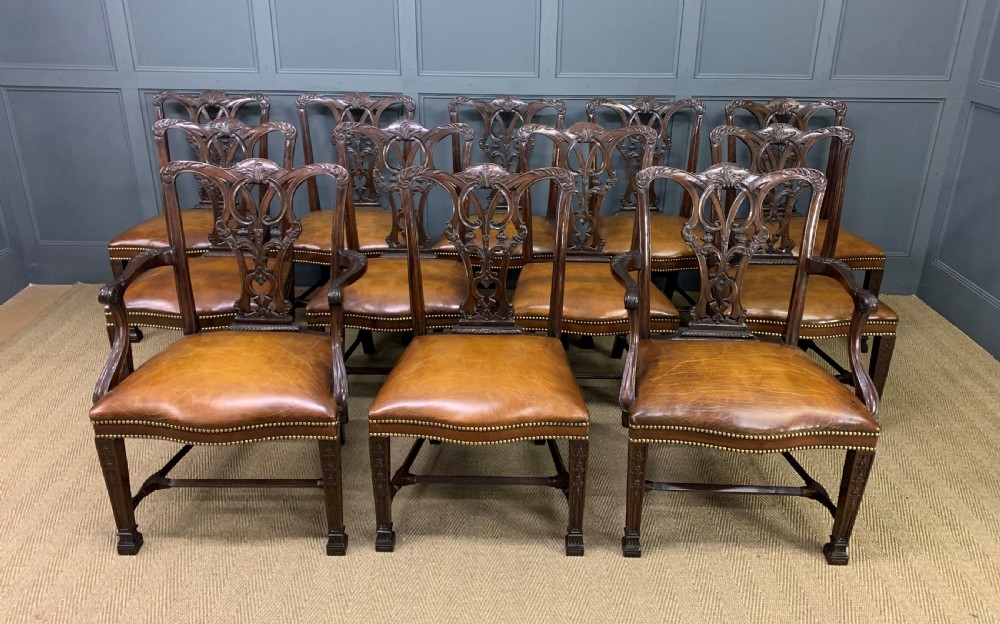 Set of 12 Chippendale Style Dining Chairs View XI