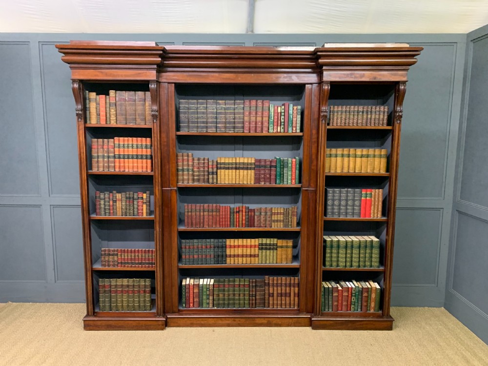 Victorian Mahogany Breakfront Open Bookcase 