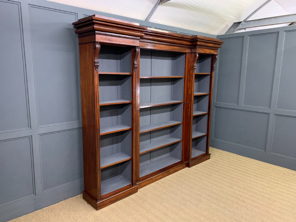 Victorian Mahogany Breakfront Open Bookcase  View III