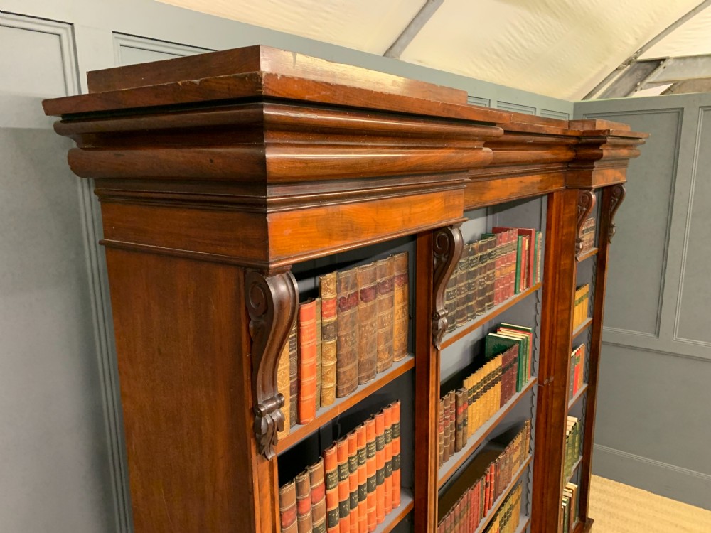 Victorian Mahogany Breakfront Open Bookcase  View V