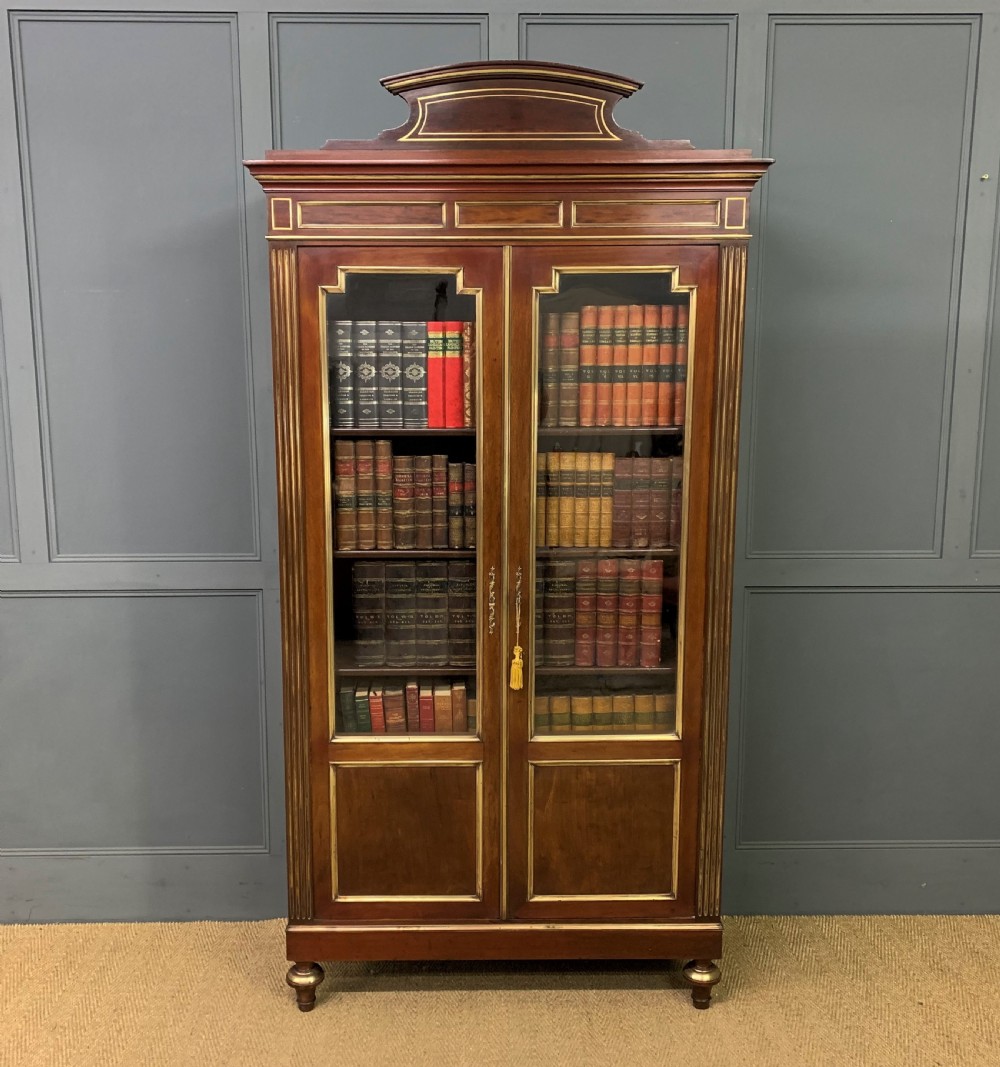 French Mahogany Brass Inlaid Bookcase