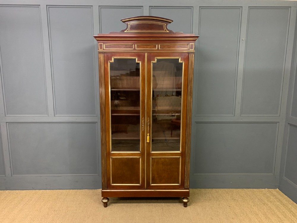 French Mahogany Brass Inlaid Bookcase View II