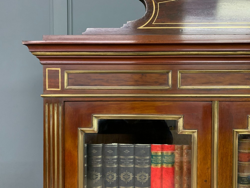 French Mahogany Brass Inlaid Bookcase View VIII